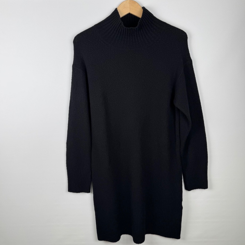 Everlane Black Knit Sweater Dress Long Sleeve Turtleneck Casual Womens Size M - Picture 2 of 13